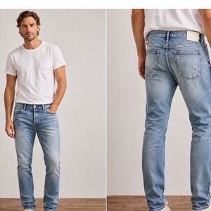 TODD SNYDER Slim Fit Jeans Button Fly Mens 38x32 Blue Denim Minimalist